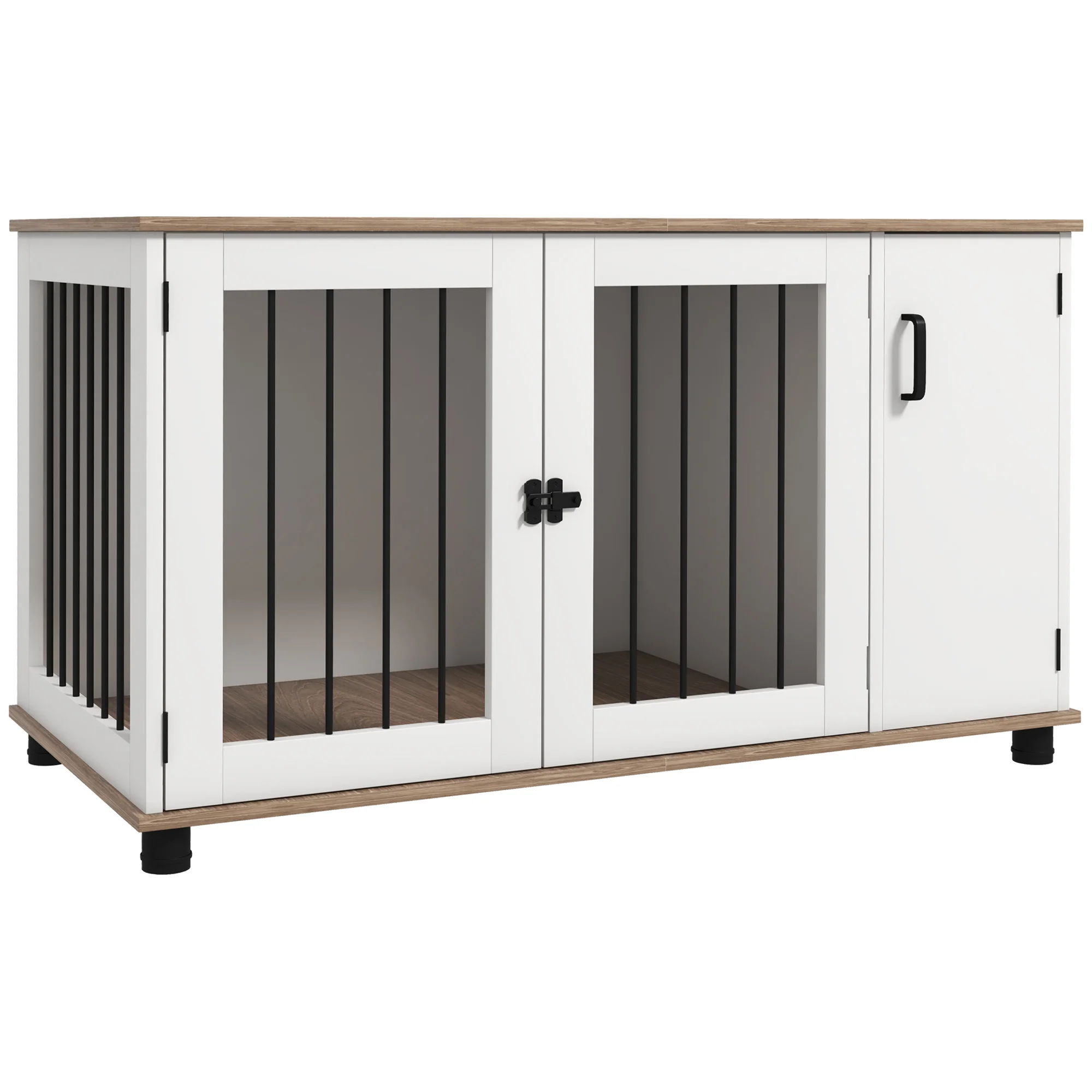 Dog Crate Furniture Side End Table with Storage, Dog Kennel Furniture Indoor with Double Doors for Medium and Large Dogs, Walnut