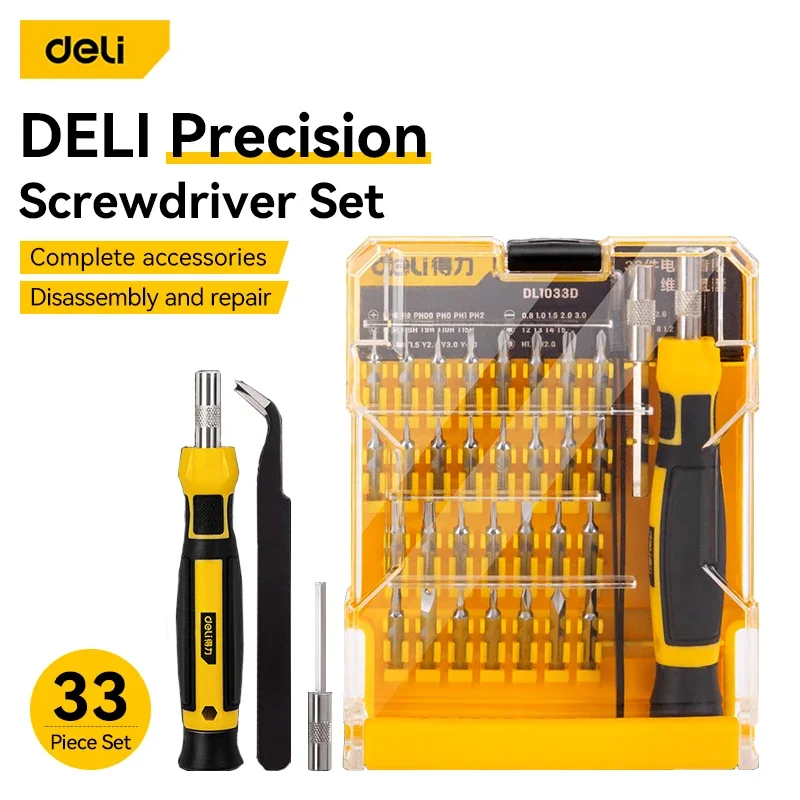 

Deli 33 Piece Precision Screwdriver Set Multifunctional Magnetic Hexagon Torx Screwdriver Disassembly Repair Tool Sets