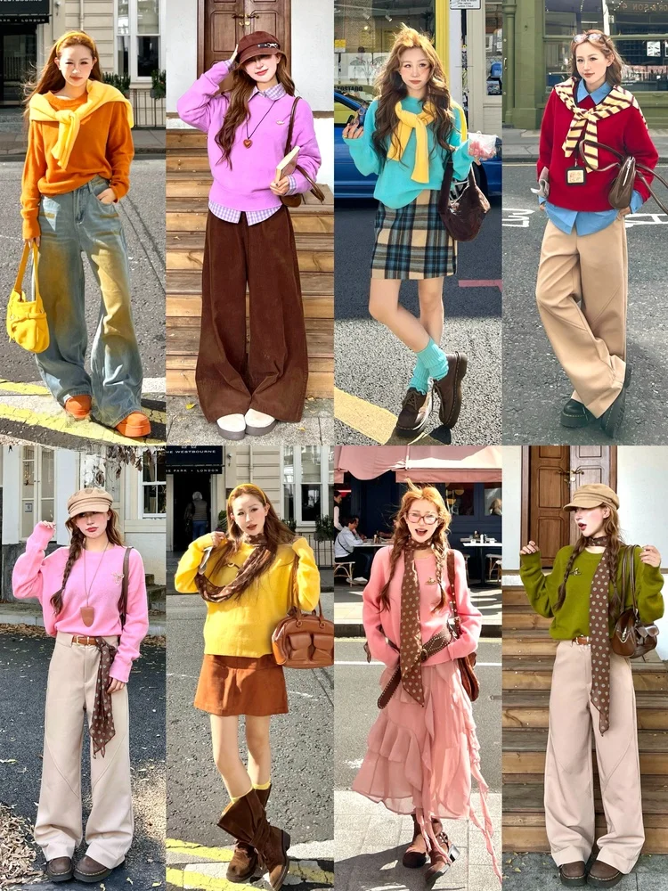 

Вязаный свитер из чистой шерсти для женщин с круглым вырезом, привлекающий внимание, осенний, легкий, NIIDAILY Lin Po Qi