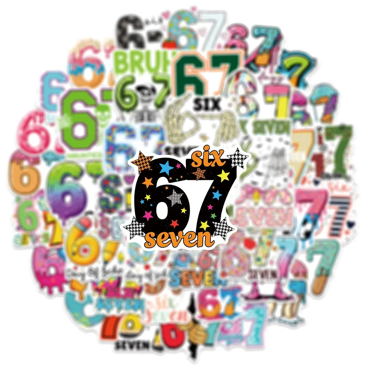 

50PCS Six Seven Cartoon Stickers Graffiti Funny Anime Decals DIY Toy Laptop Phone Luggage Fridge Car Waterproof Kids Sticker