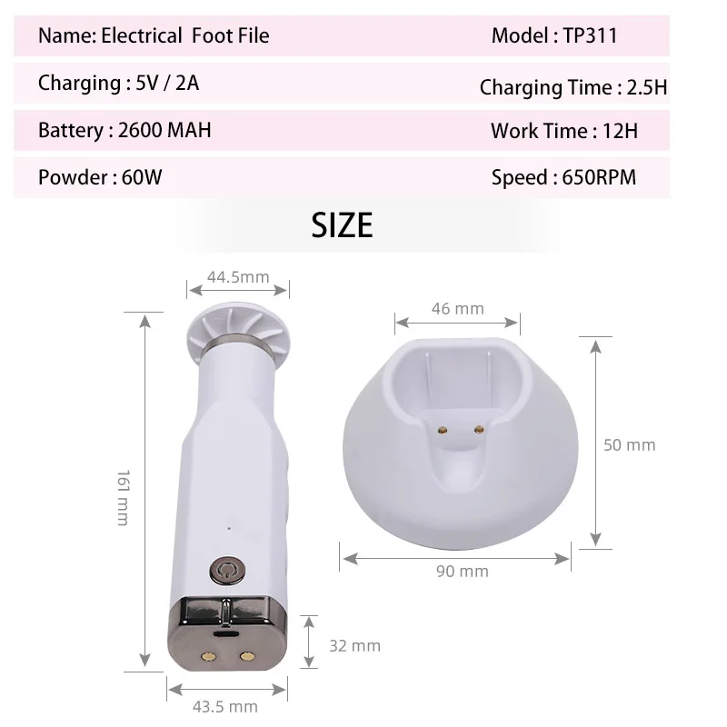 Пилка Для Ног перезаряжаемая с высоким порошком, электрический аппарат для удаления огрубевшей кожи с пользовательским логотипом, средство для удаления мозолей на ногах