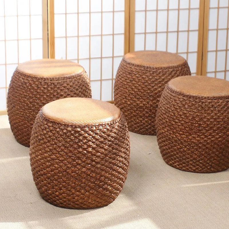 

Low Stool Sofa Stool Rattan Woven Straw Round Stool Tatami Chair Tea Chair Stool Living Room Bench Small Stool Drum Stool 2024