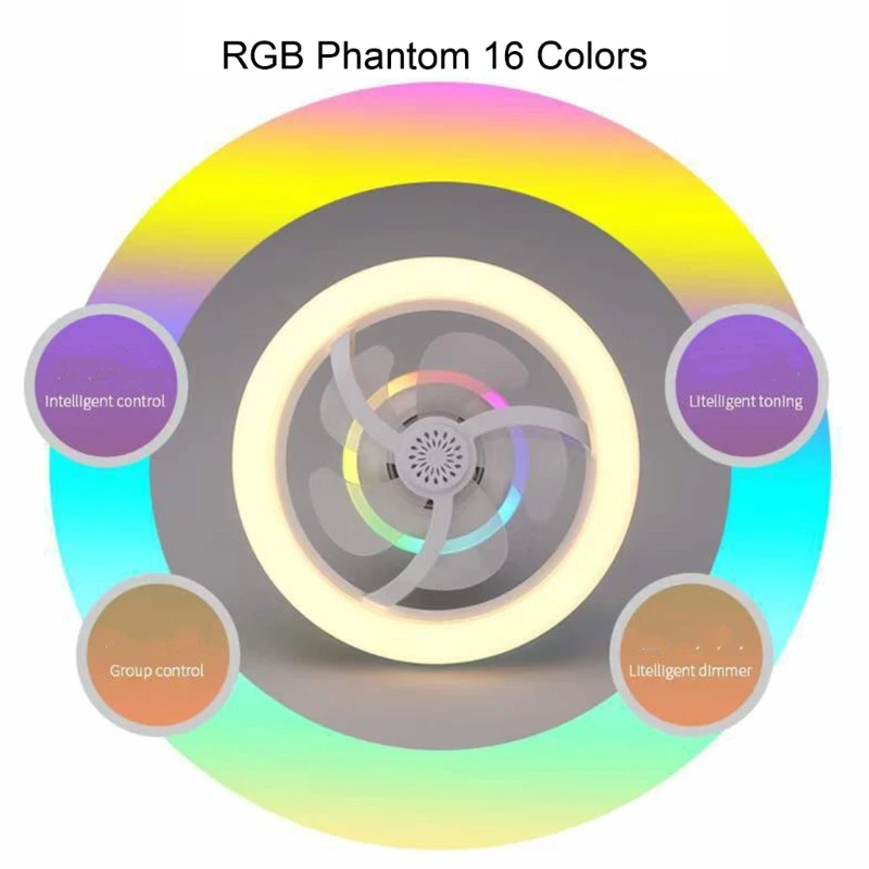 مروحة سقف LED مع جهاز تحكم عن بعد ، مصابيح عكس الضوء ، لمبة ، داخلي ، غرفة نوم ، الثريا ، التبريد ، لون قابل للتعديل