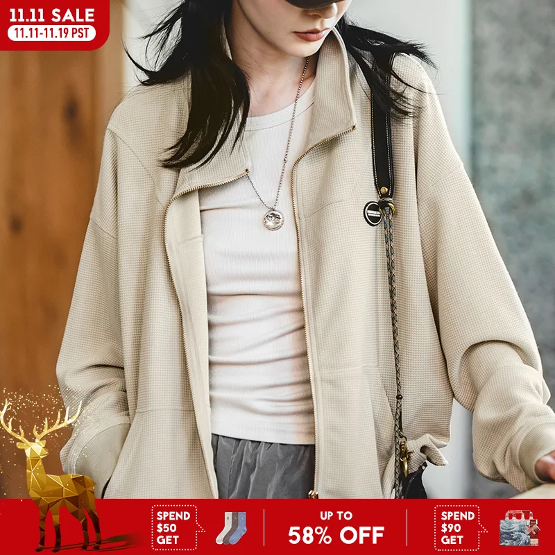 マデン-レディースカジュアルパーカー,溝付きカジュアルウェアスタイルジャケット,ハラジュクトラックスーツ,ハイスタンドカラー,ストリートウェアジャケット