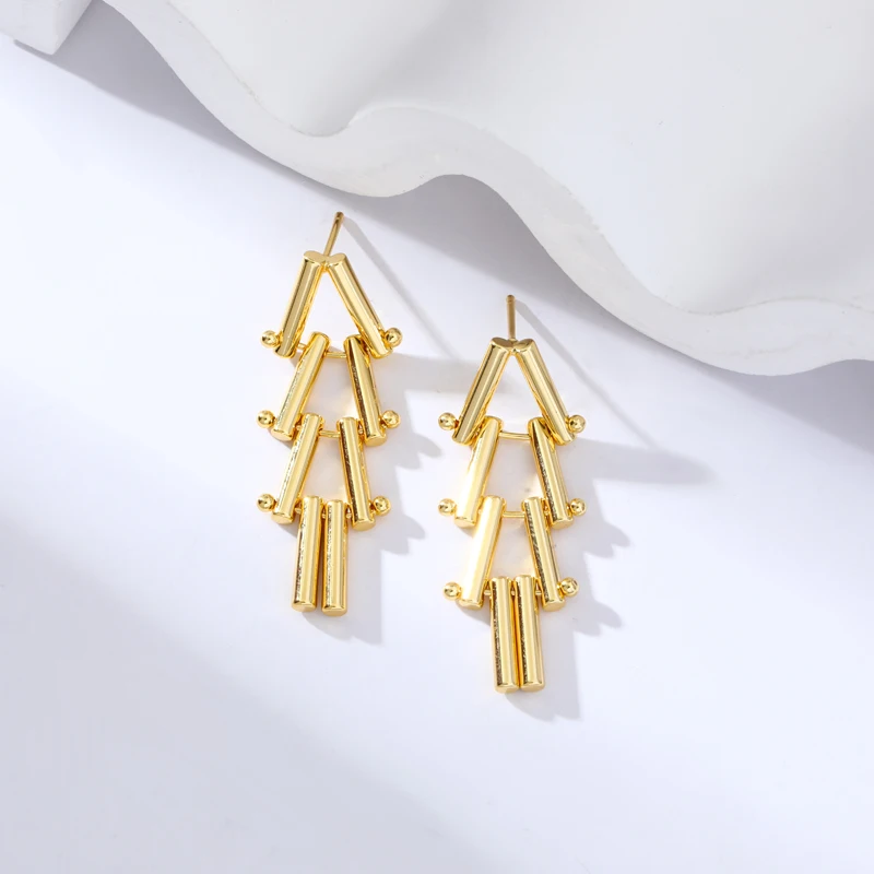 EILIECK 316L Stainless Steel Gold Color Geometric Drop Earrings For Women Fashion Gold Color Ear Dangle Jewelry Gift Bijoux