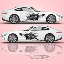 Japanese Ninja Universal Size Car Length Stripe Decals Anime Car Decals Livery Large Vehicle Graphics Side Car Decals 2 Pcs