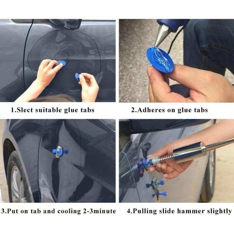 Car Dent puller Paintless Dent Repair T-bar Dent Puller Tool Auto Repair Sheet Metal Kit Slide Hammer Reverse Glue Gun for Car