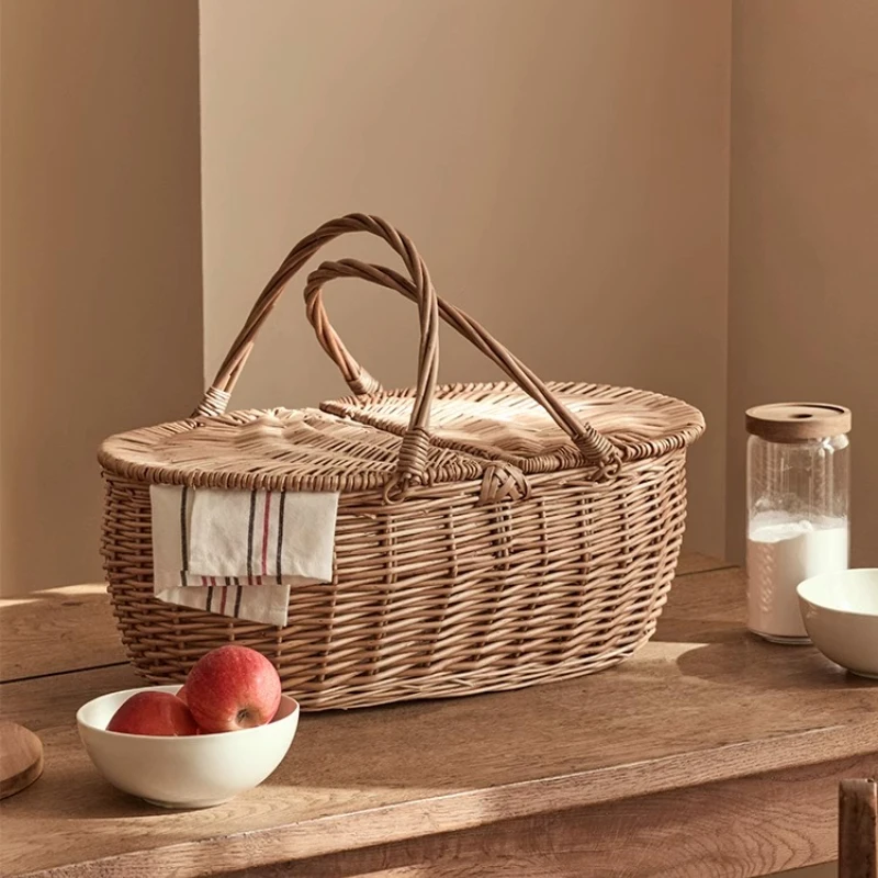 

Корзина для хранения из ивы ручной работы, большая складная корзина для белья, органайзер для кухонной кладовой, вентилируемая складная переноска для продуктов