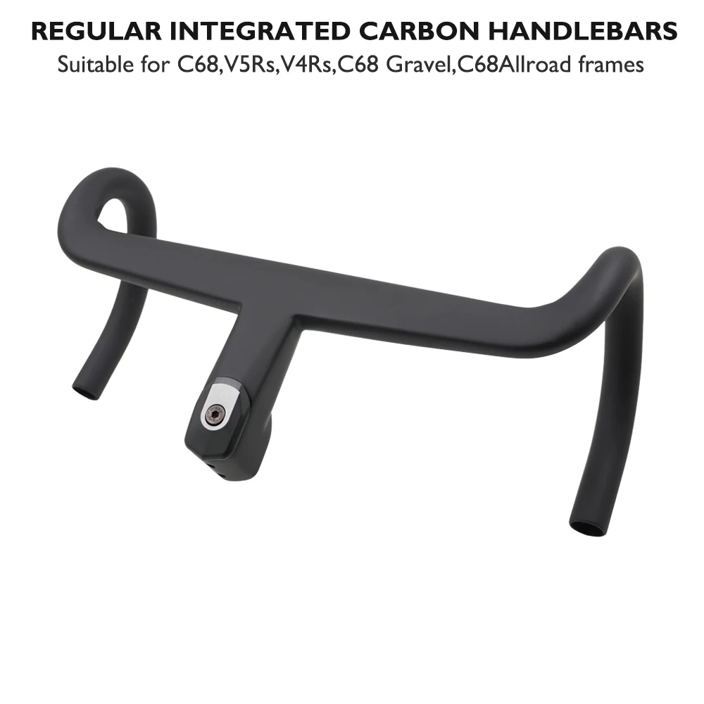 CC.01-C68، V5Rs، V4Rs، ألياف الكربون قطعة واحدة مقود الطريق أسود غير لامع سبليت المقود المدمج في الأسلاك 370-430mm دراجة المقود #3