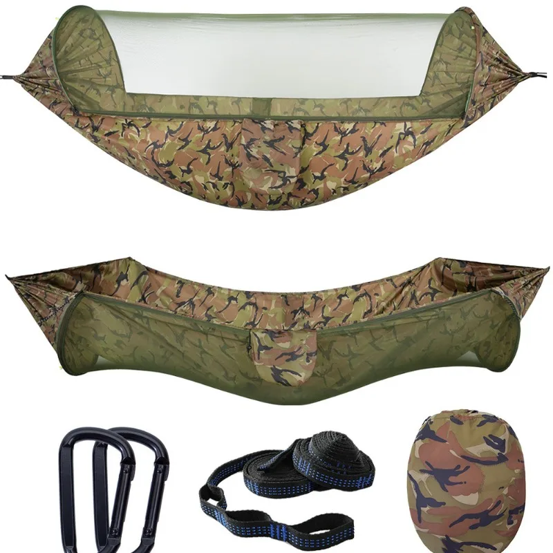 

Pop-Up Camping Hammock - Built-in Mosquito Net & LED Lights, Portable Hanging Bed with Carrying Bag for Outdoor
