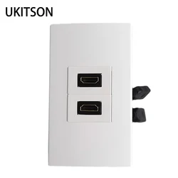 Two Gangs HDMI2.0 US Wall Panel Socket With 20cm Extension Wire HDMI Directly Plug For CA USA South America Faceplate