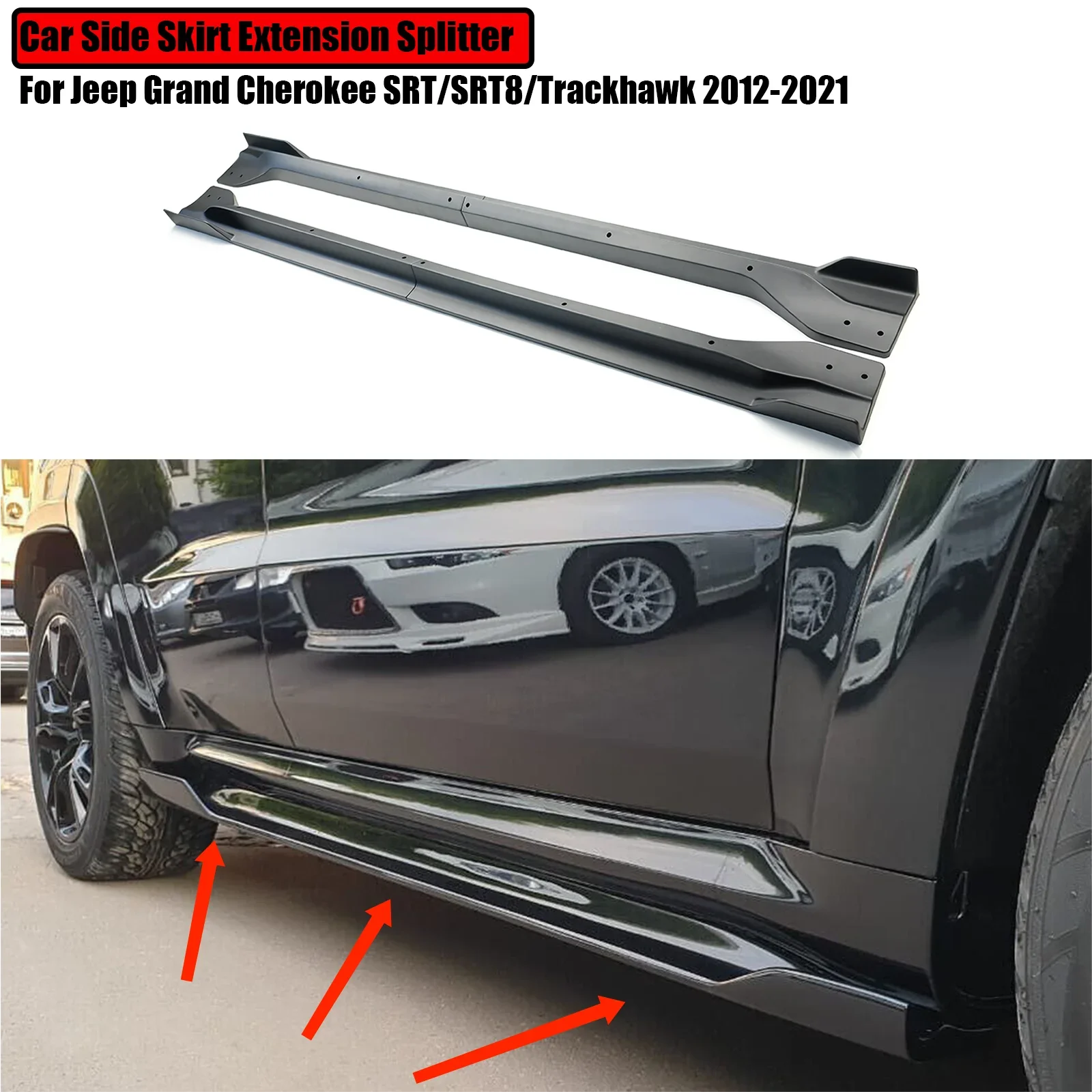 For Jeep Grand Cherokee Summit 2014-2020 High Altitude 2018-2021 Limited X 2020-2021 Car Side Skirt Extension Splitter Bumper