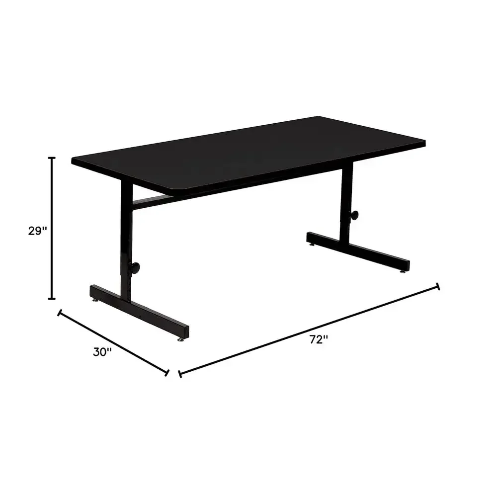 30x72 Adjustable Height Training Computer Table, Black Granite Laminate, Workstation
