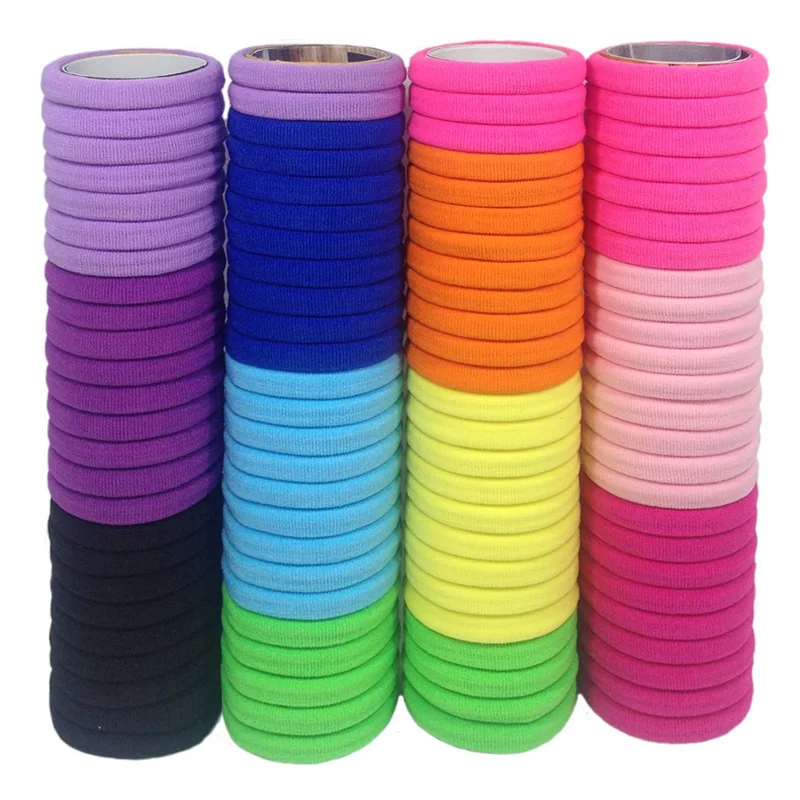 

50pcs Black Elastic Hair Band Leagues Ties Colets Scrunchies Springs Gum Accessory For Girl Women No Damage Pigtails Holder Set