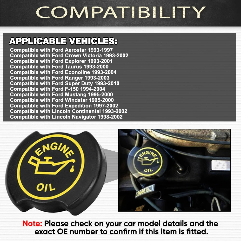 Tapa de llenado de aceite de motor para Ford Super Duty F150 Mustang Lincoln Continental Navigator F3AZ-6766-B