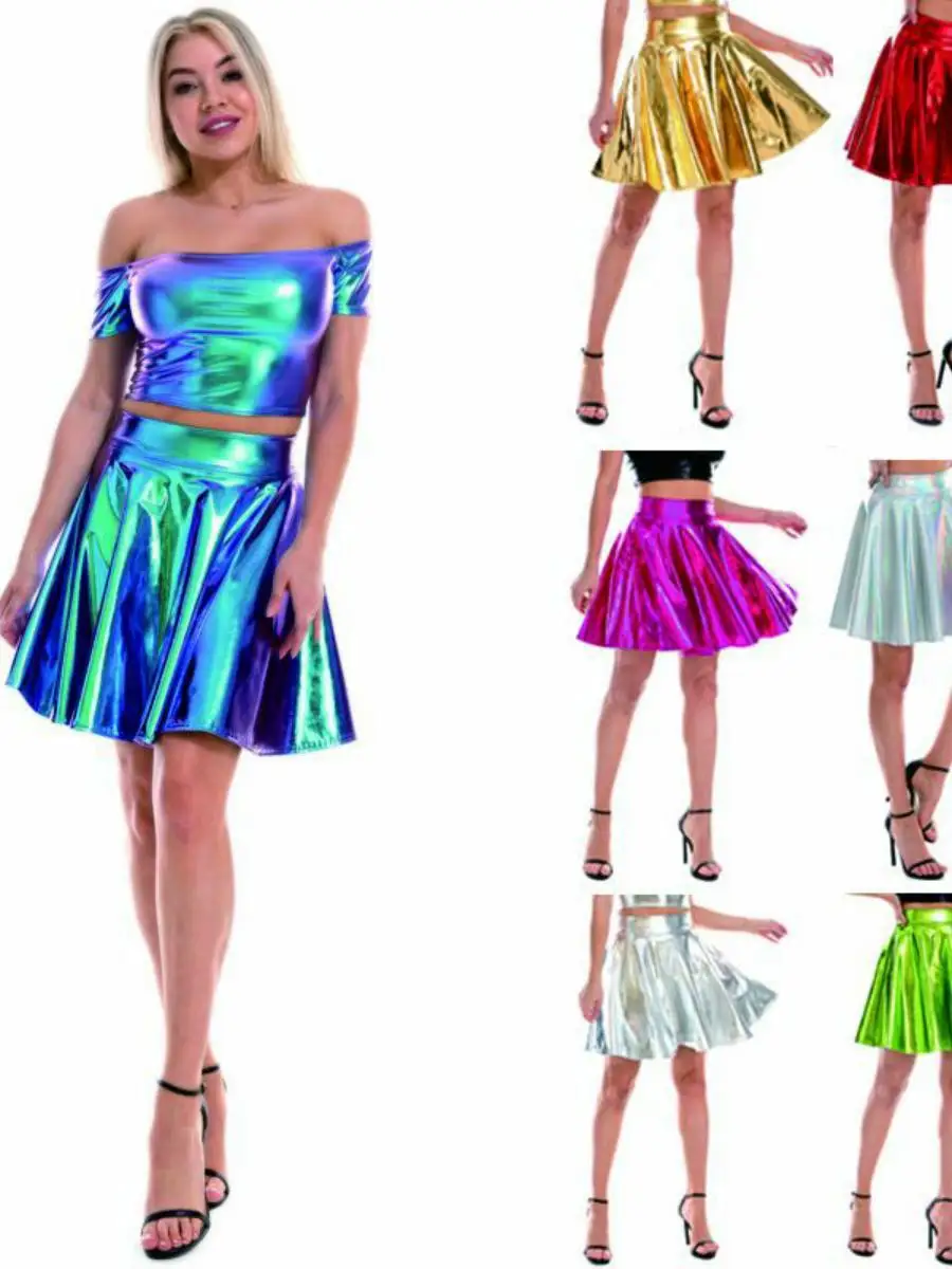 

Cross-Border Big Skirt Women's Nightclub Stage Performance Uniform Pleated Skirts Female Stage Costume Summer Polyester