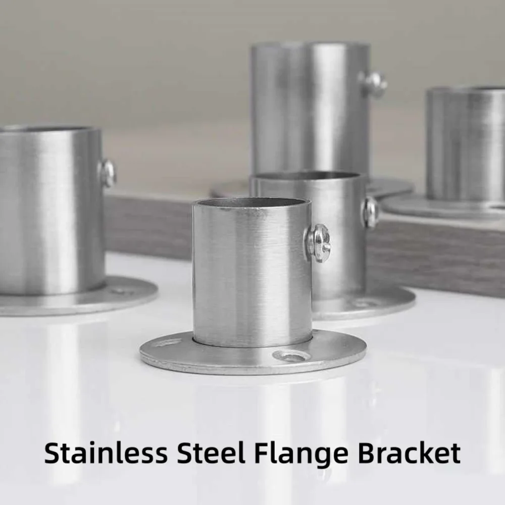 Wardrobe Hanger Rod Fixing Flange Bracket 19‑32mm Stainless Steel Buckle Seat Crossbar Hook Flange Base Closet Clothes Rail