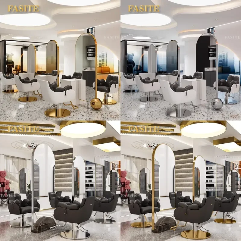 For Hair Stainless Steel Floor Mirror Table Single Double Sided Barber Shop Cutting Perm Dyeing Station Modern Design