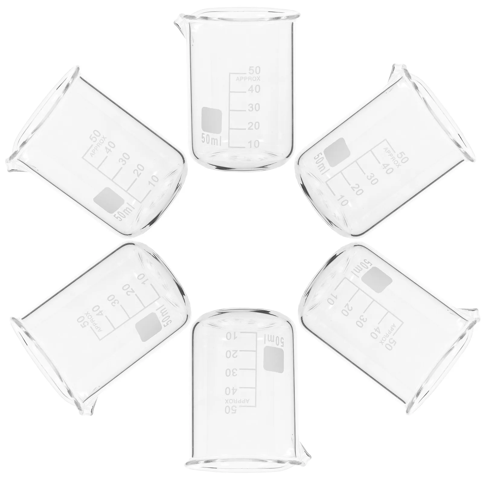 

Набор из 6 стеклянных мерных стаканов для лабораторий, термостойкие, прозрачные, с гладкой шкалой и удобным дизайном для заливки, для лабораторных проектов и работы с эпоксидной смолой