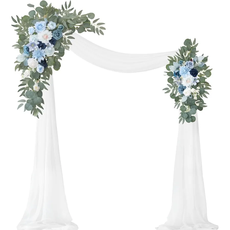 

Набор искусственных свадебных цветов, 3 шт., 2 шт., искусственный цветочный арка, декор с 1 прозрачной драпировкой для элегантного свадебного церемония