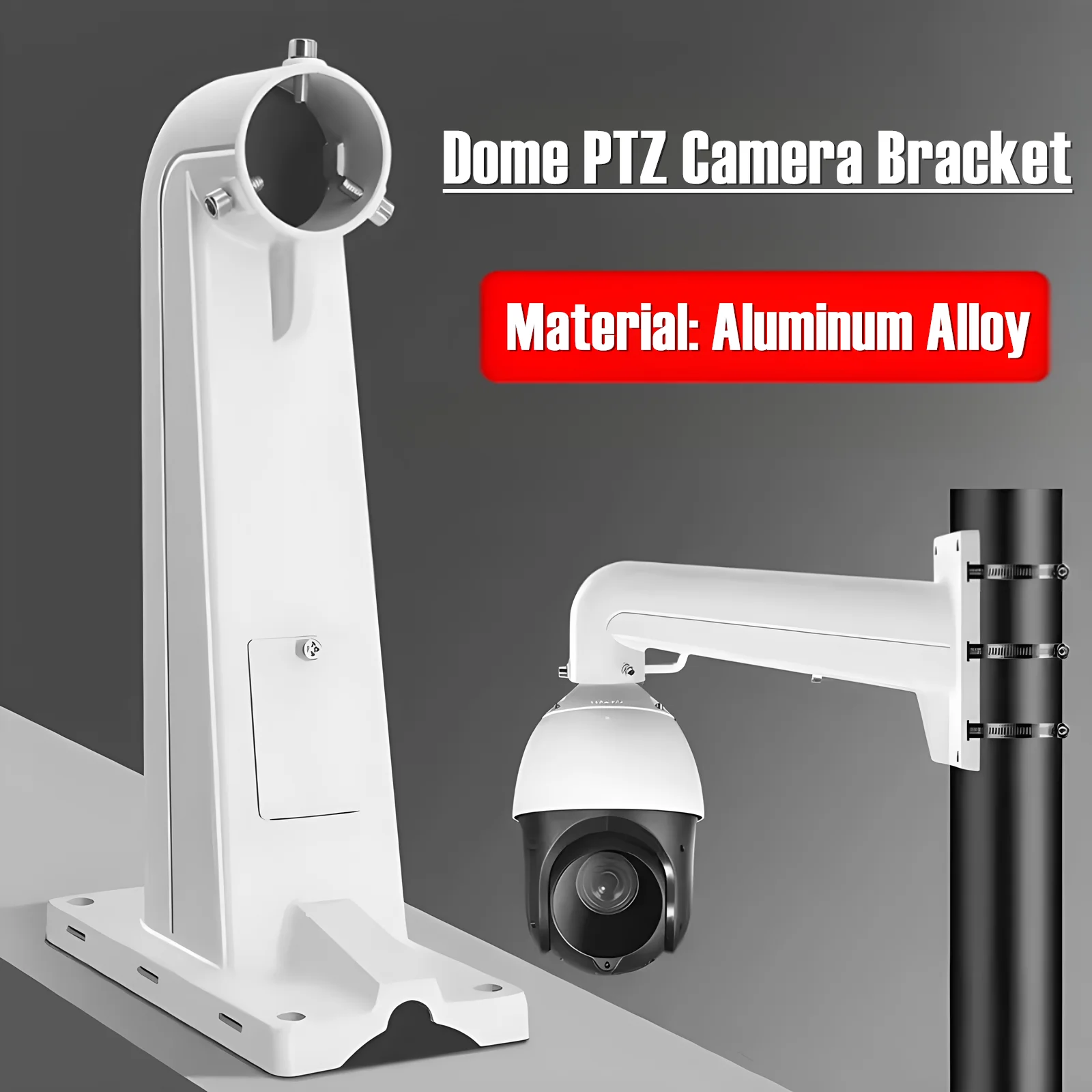 Aluminum Alloy Heavy Duty Ball Machine Support Security Camera Pole Mount/ Wall Mount Bracket for High Speed Dome PTZ Camera