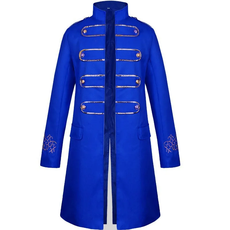 Foreign Trade Gentlemen's Coat with Gold Border Embroidery, Fashionable Steam Retro Uniform, Standing Collar Jacket