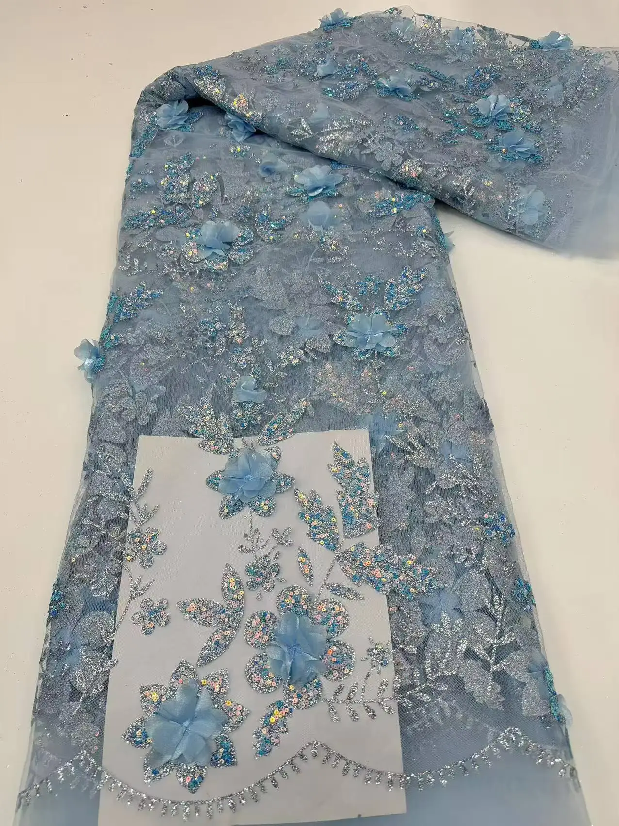 

5yard Highest End Tulle Lace Lurex Embroidery Stoned African French Wedding Mesh Fabric lace fabrics freee shipping