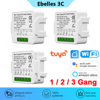 1/2/3 Gang WiFi Tuya Smart Switch Home Automation DIY Light Breaker Module Smart Life APP Timer Voice Works with Alexa Google