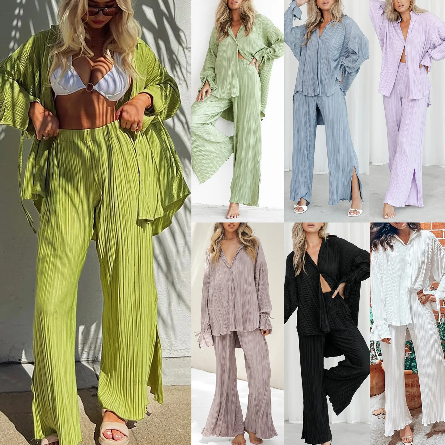 

Women's Faion Pajama Set New irt Slit Trousers 2 Piece Winter Warm Sle Casual Comfortable Spwear