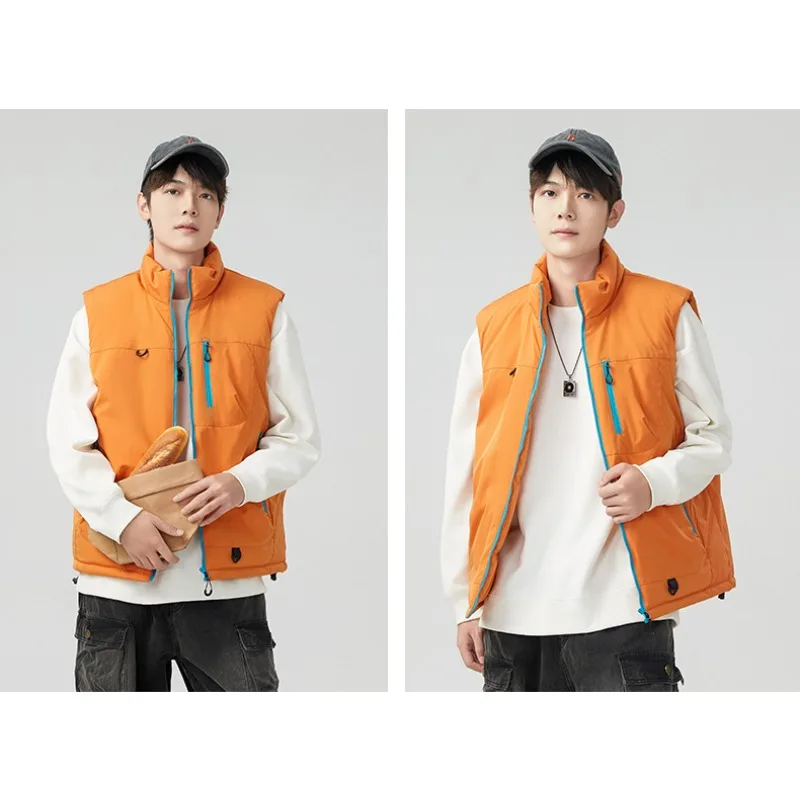 

Sleeveless Stand-up Collar Couple Outdoor Vests Trendy Versatile Coat for Autumn Winter Down Cotton Jackets Loose and Warm Coat