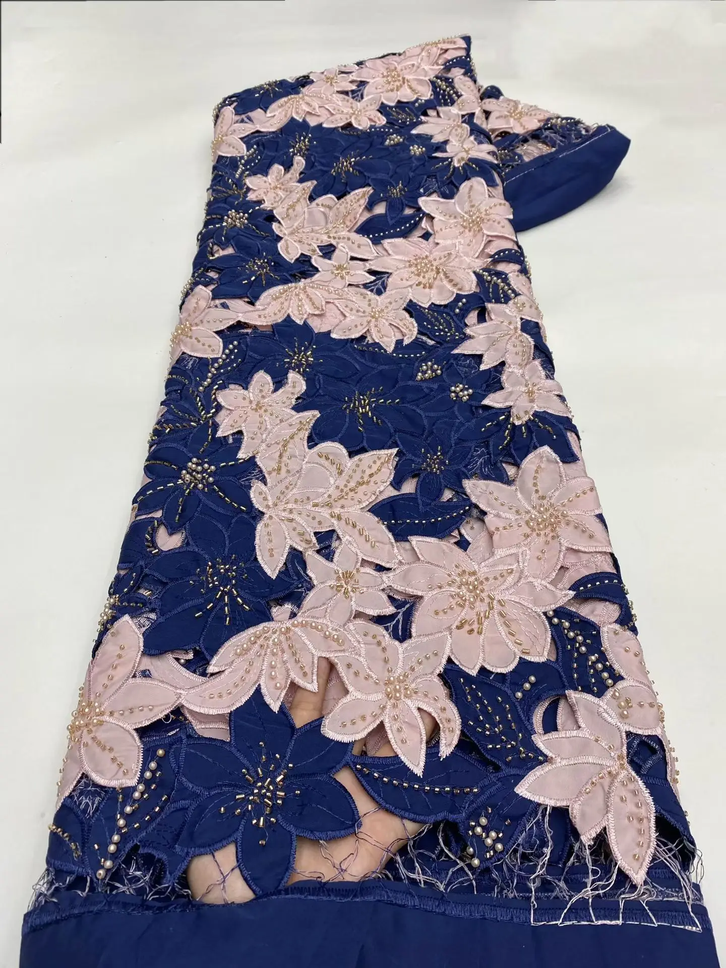 

Роскошная французская сетчатая кружевная ткань с бисером, африканская кружевная ткань с блестками для жениха, шитье нигерийских свадебных платьев, высокое качество