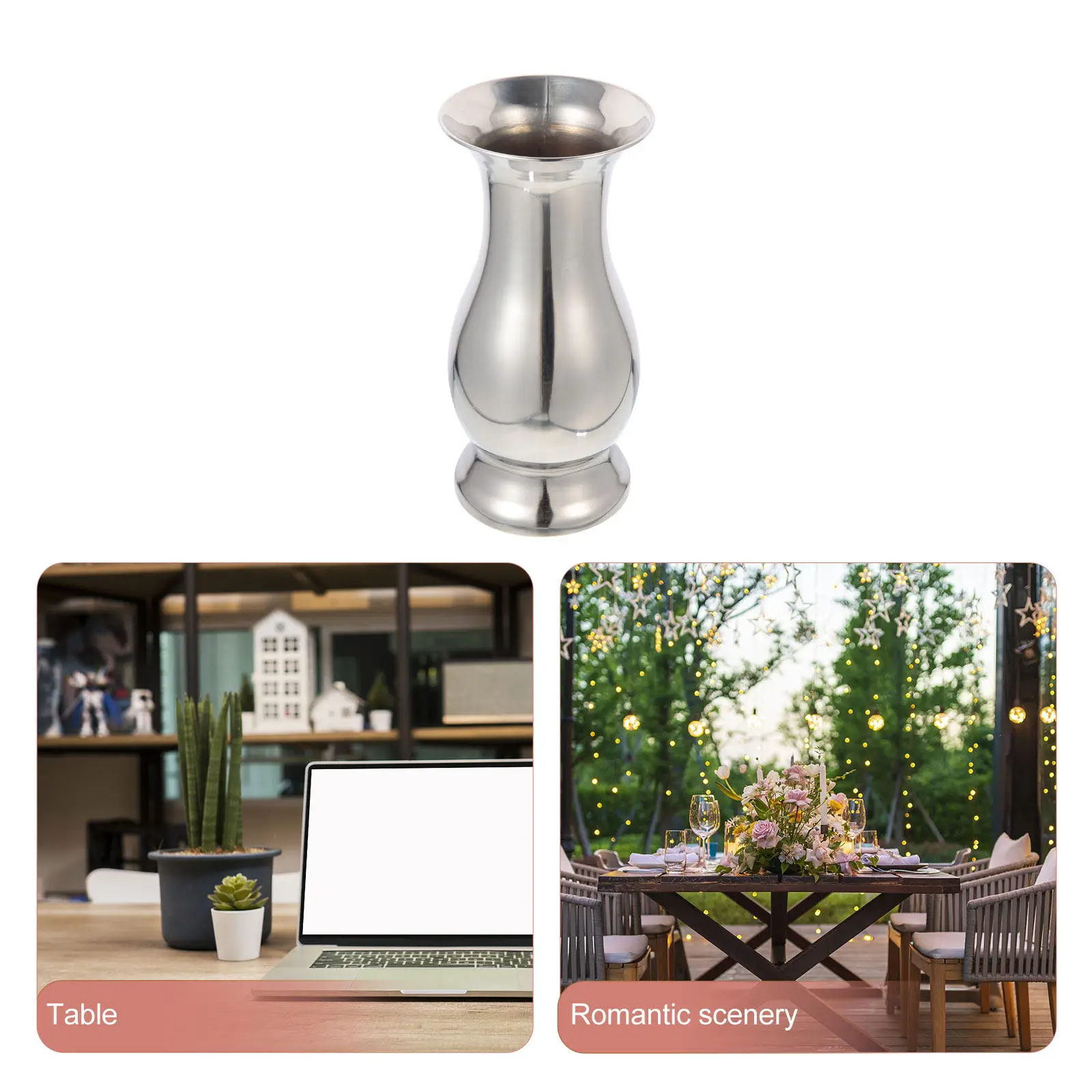 Vase à fleurs en acier inoxydable, vase en métal au design simple, décoration de table, porte-fleurs, ornement de centre de table pour la maison et les mariages