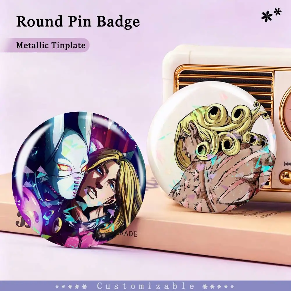Jojo Funny V-Valentine Cheap D4C Custom Tinplate Round Button Badge Pins Brooches