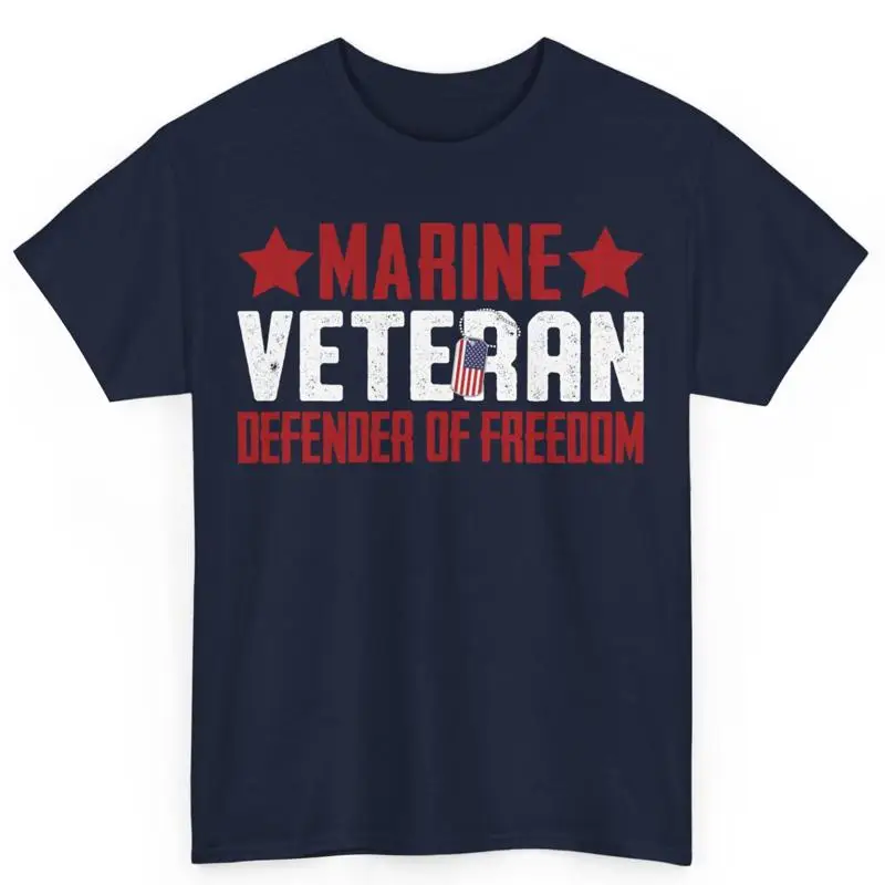 

Хлопковая футболка ветерана морского ветерана Defender Of Freedom с американским флагом
