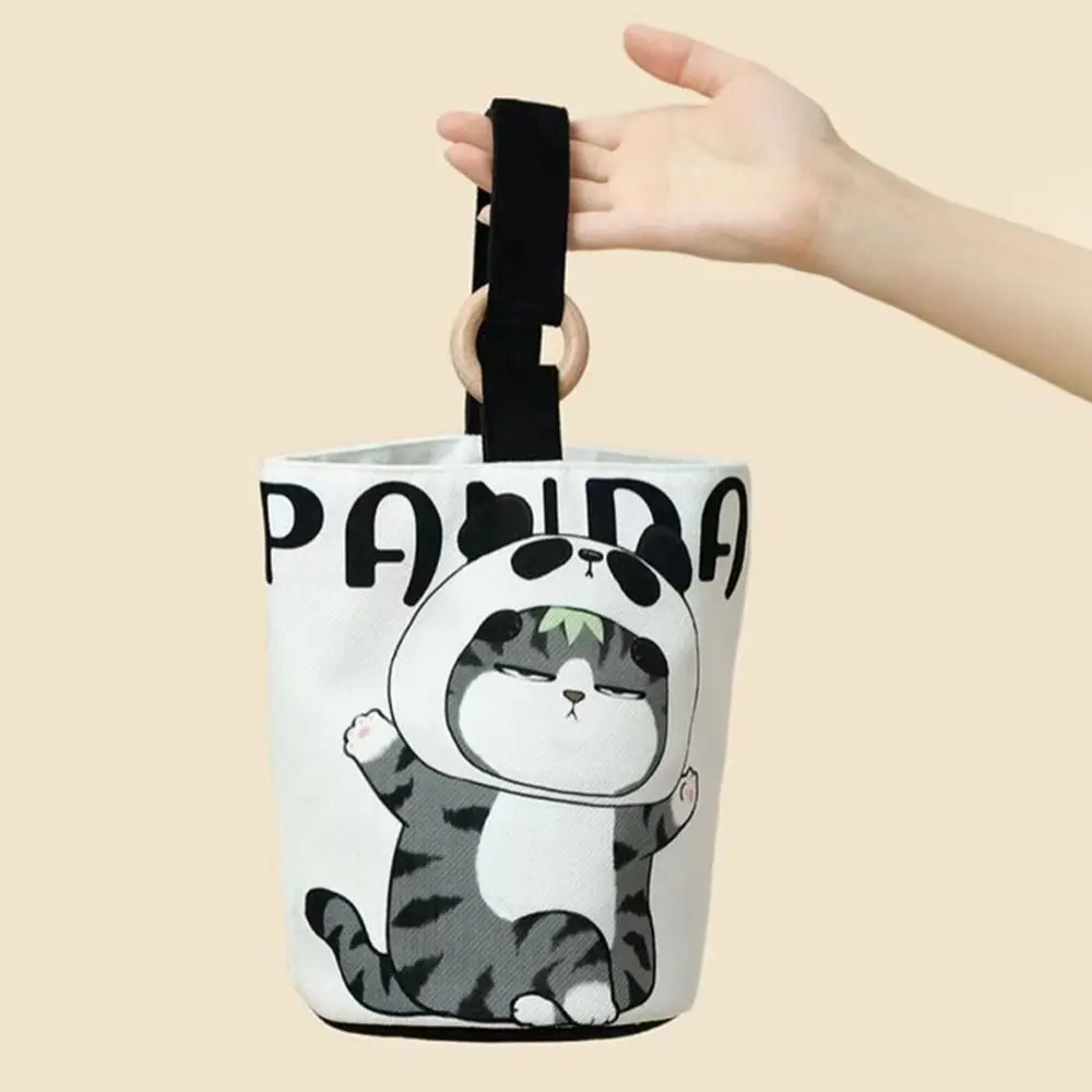 Reusable Rabbit Cartoon Canvas Bucket Bag Cat Dog Rabbit Handbag Handbag Tote Bag Dog Lunch Bag Outdoor