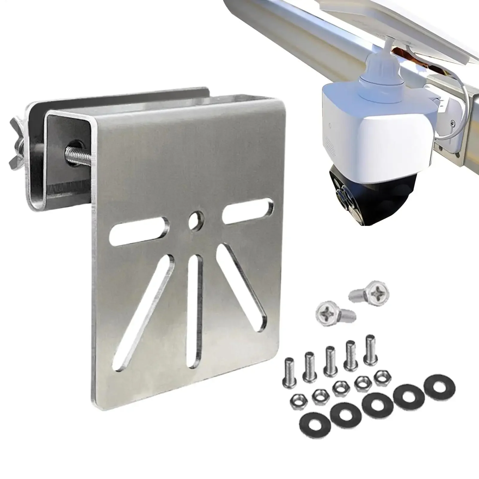 Gutter Mount for Security Camera Stainless Steel Holder Security Bracket Camera for Gutter Wall Roof Outdoor Home Solar Panel
