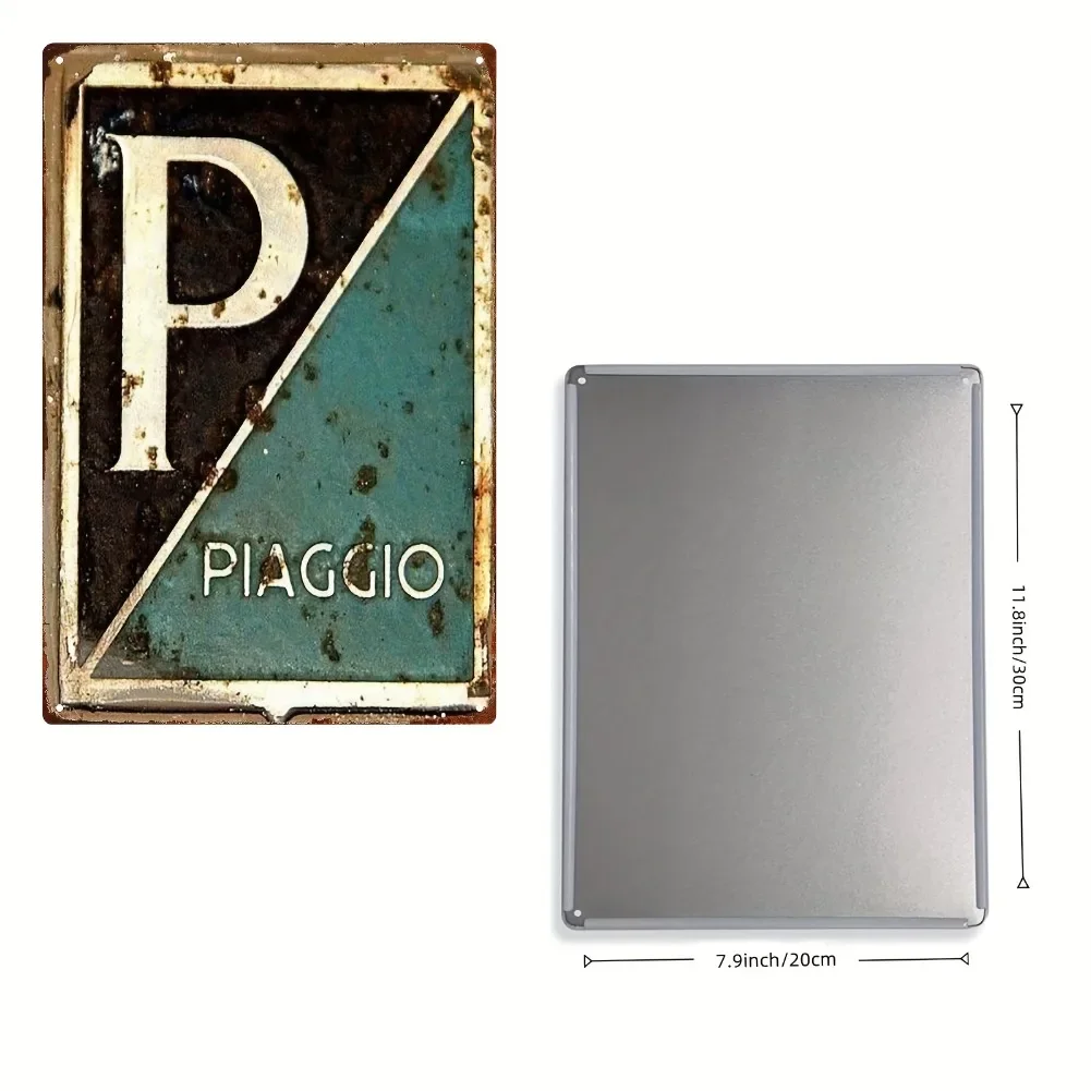 مسطح ثنائي الأبعاد - لوحة لافتة معدنية عتيقة من بياكونسينو مقاس 8 × 12 بوصة |   ديكور حائط حديدي ريفي بتصميم P وحرف P |   مثالية لغرفة النوم