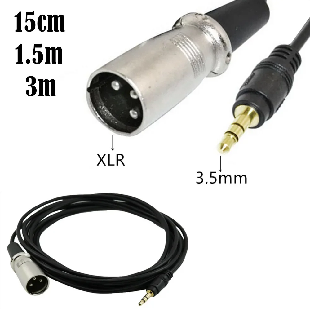 3.5mm Jake Stereo kabel męskie złącze wtykowe do mikrofonu XLR Audio 3Pin Jack głośnik XLR męski dla HDTV DVD 15cm/1.5m/3m