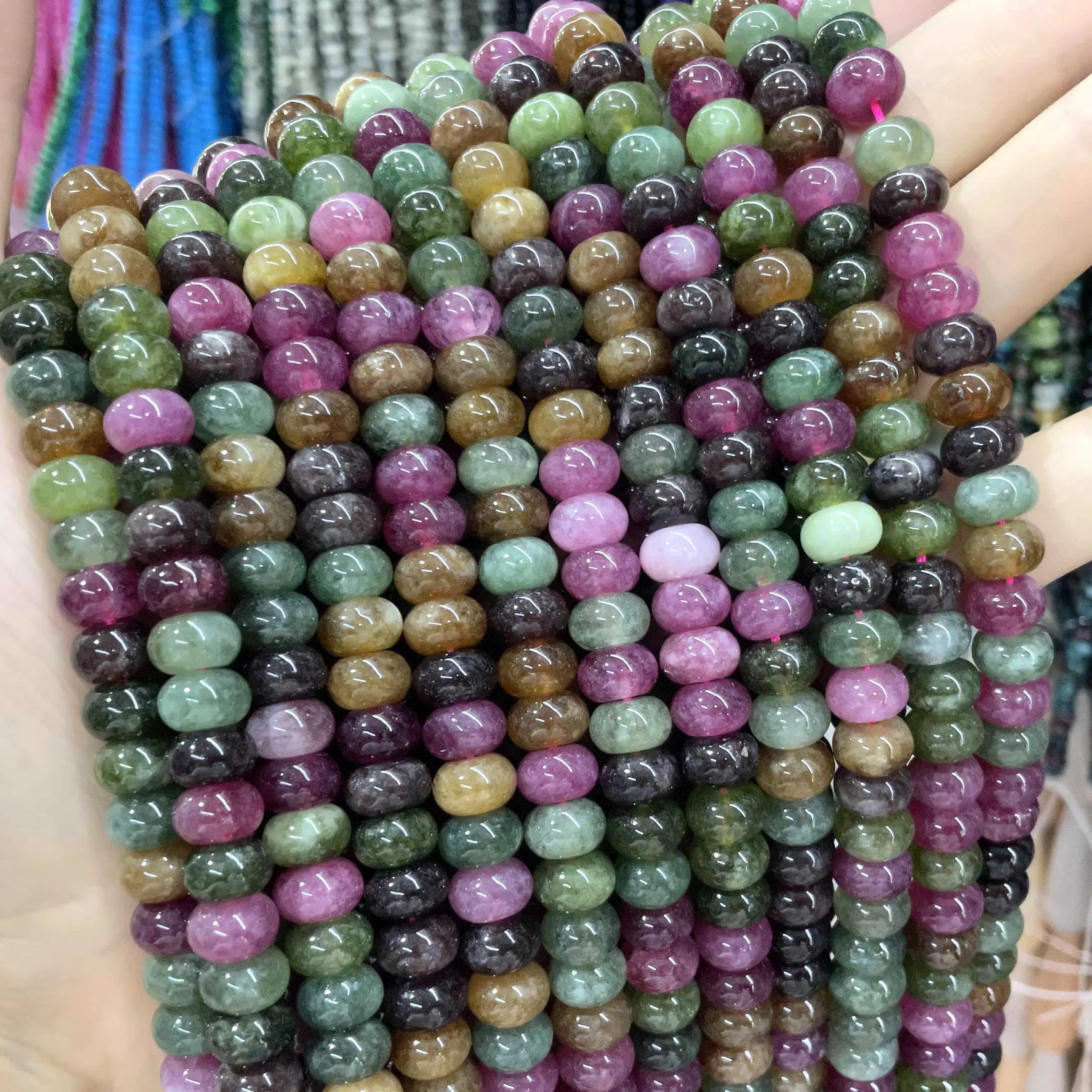 Natural Stone Colorful Tourmaline Faceted Rondelle Square Irregular Round Space Beads For Jewelry Making Diy Bracelet Necklace