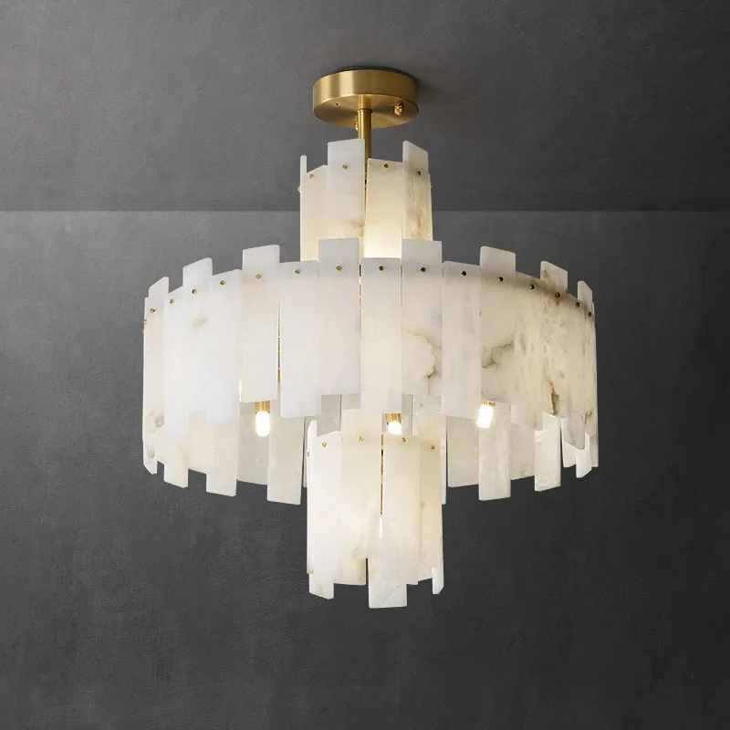 Postmodern LED Natural Marble Pendant Light Home Decor Elegant Suspension Luminaire Lustre Living Room Villa Chandelier