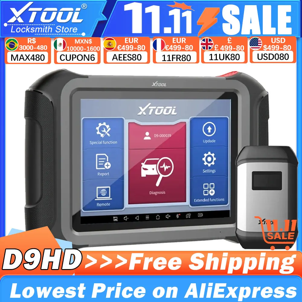 XTOOL D9HD For Truck 24&12VCar Scaner Topology Mapping Auto Diagnostic Tool Programmable Module Installation 45+ Reset Functions