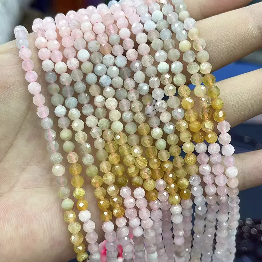 4 مللي متر مورغانيتي الطبيعي امازونيتي العقيق جمشت الأوجه الجولة فضفاض الخرز سوار ذاتي الصنع قلادة صنع المجوهرات اكسسوارات
