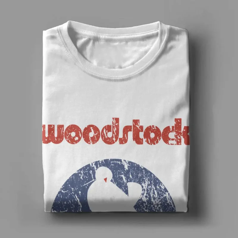 Men\'s T-shirt Woodstock awesome cotton tees short sleeve Peace Love Music T shirts o neck tops 4XL 5XL 6XL