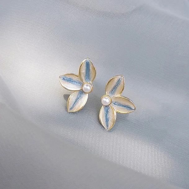 

PONYKISS 925 Sterling Silver Pearl Enamel Leaves Stud Earrings for Women Mini Cute Fine Jewelry Minimalist Plant Accessories