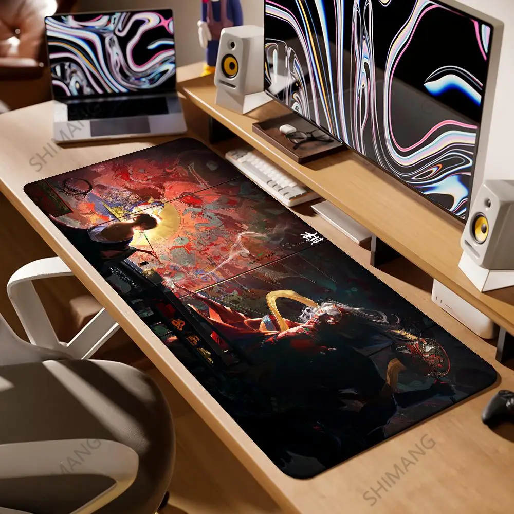 

Japan Anime Oni Mouse Pad Gamer Desk Mat Large xxl Gaming PC Accessorie for Computer Purple 400X900 Table Keyboard Laptop Rug