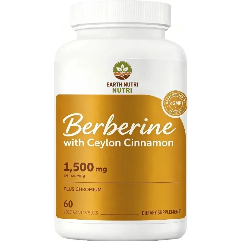 Micro Ingredients Berberine HCl with Ceylon Cinnamon 1,500 Mg Per Serving, 60 Vegetarian Capsules