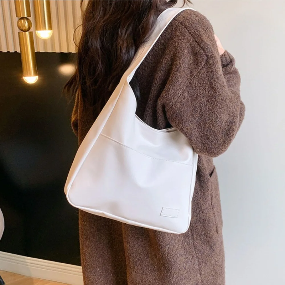 Solid Color PU Leather Tote Bag Large Capacity Ins Style Bucket Shoulder Bag All-match Korean Women Handbag Birthday Gifts