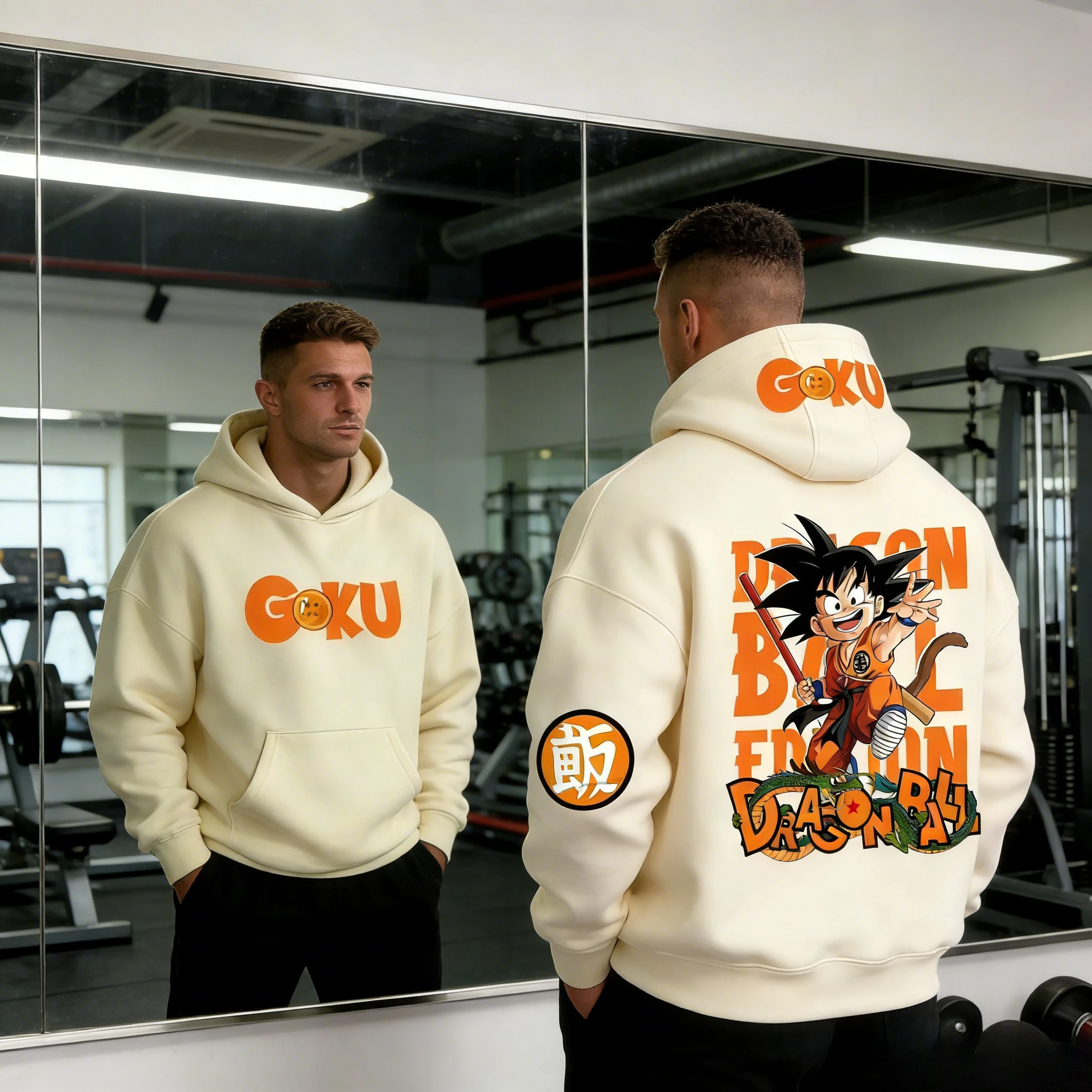 2026 Dragon Ball Retro Anime Hoodie, Kid Goku Print Herren Kapuzenpullover aus Reiner Baumwolle, Lässiger Lockerer Sport-Alltagsstil Y2K-Design