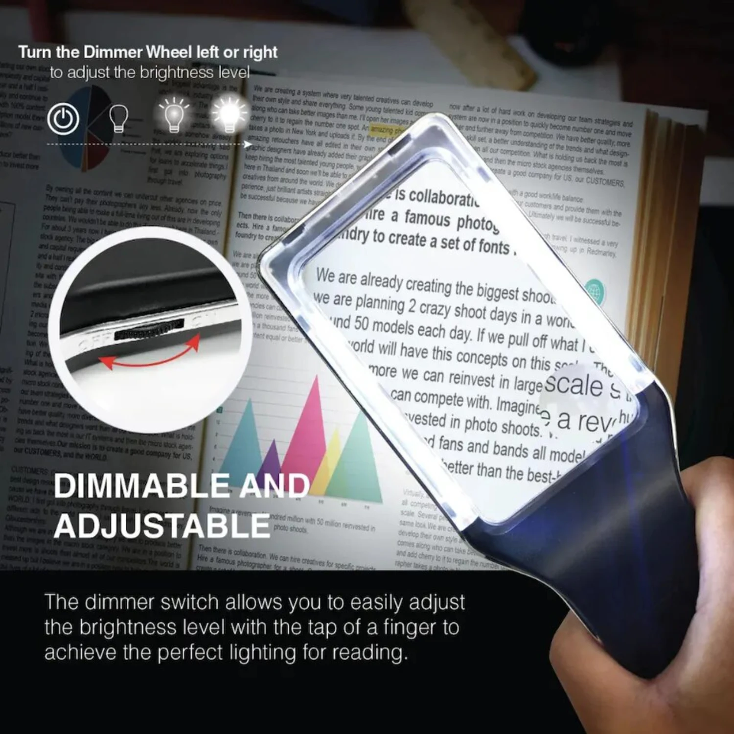 Powerful Rechargeable Magnifying Glass with Anti-Glare Feature - 4X Magnification, 10 LEDs for Evenly Lit Viewing Area - Ideal f