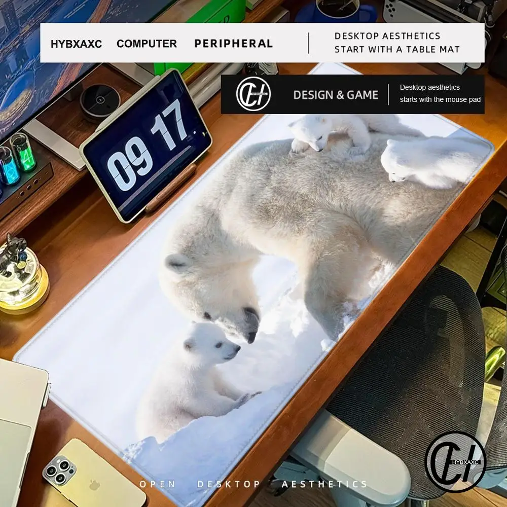 Arctic polar bear Mouse Pad Cute HD Desk Pad Extended Gaming Keyboard Mats Large 100x50cm XXL Gamer Mousepad